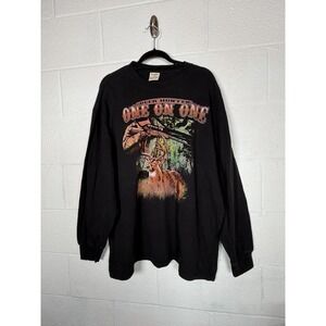 Vtg 90s Y2K Wright's Deer Hunter One On One Buck Graphic Long Sleeve Shirt L